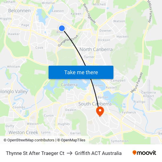 Thynne St After Traeger Ct to Griffith ACT Australia map