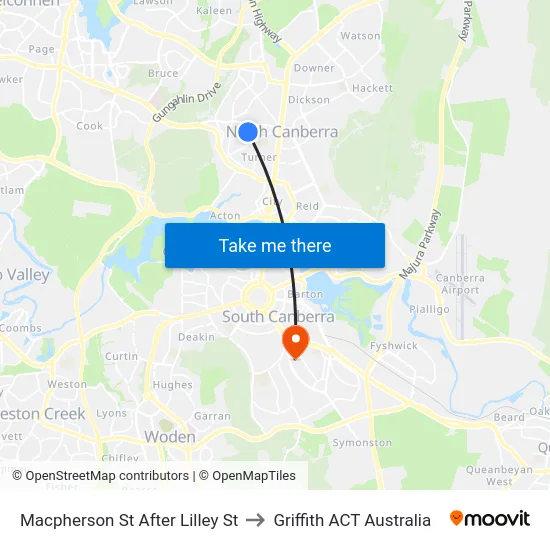 Macpherson St After Lilley St to Griffith ACT Australia map