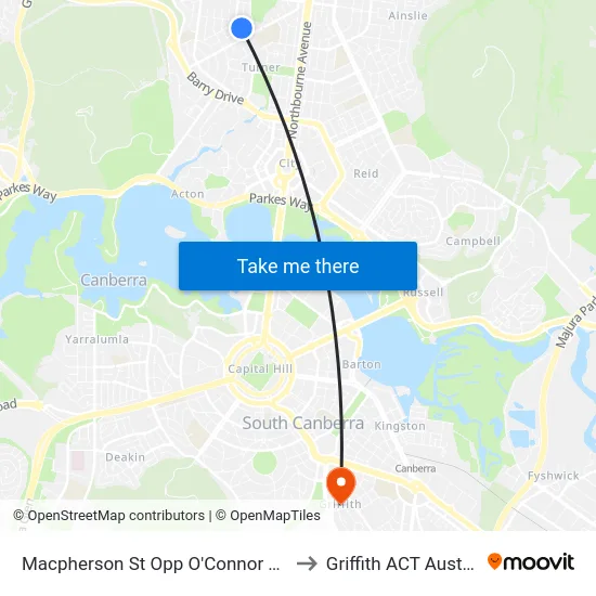 Macpherson St Opp O'Connor Shops to Griffith ACT Australia map