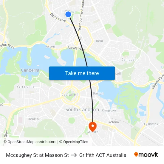 Mccaughey St at Masson St to Griffith ACT Australia map