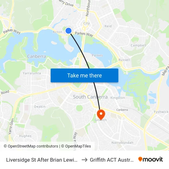 Liversidge St After Brian Lewis Cr to Griffith ACT Australia map