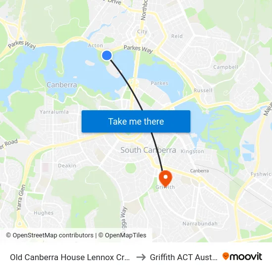 Old Canberra House Lennox Crossing to Griffith ACT Australia map