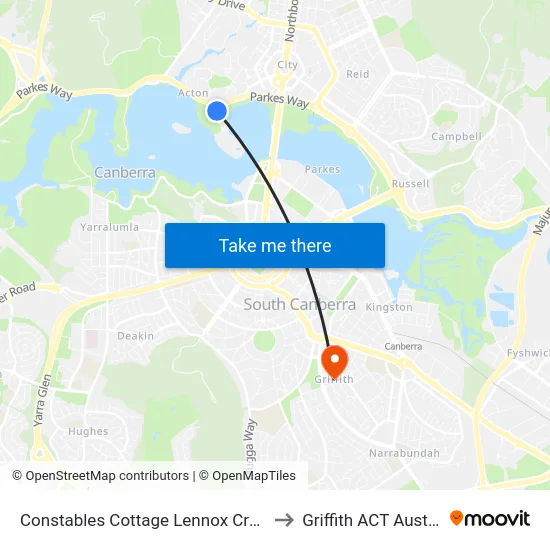 Constables Cottage Lennox Crossing to Griffith ACT Australia map