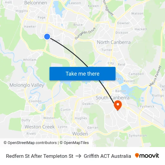 Redfern St After Templeton St to Griffith ACT Australia map