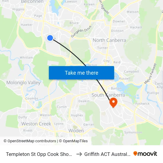 Templeton St Opp Cook Shops to Griffith ACT Australia map