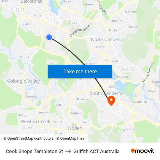 Cook Shops Templeton St to Griffith ACT Australia map