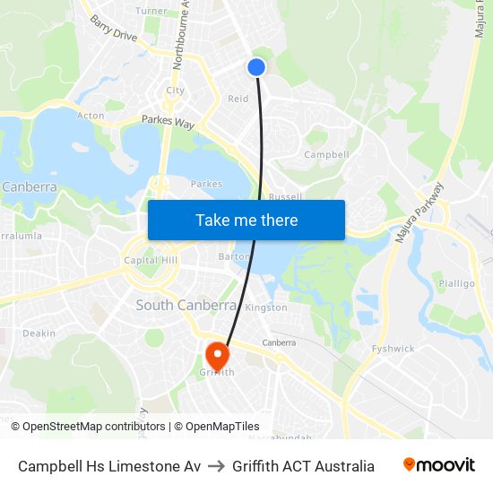 Campbell Hs Limestone Av to Griffith ACT Australia map