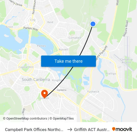 Campbell Park Offices Northcott Dr to Griffith ACT Australia map