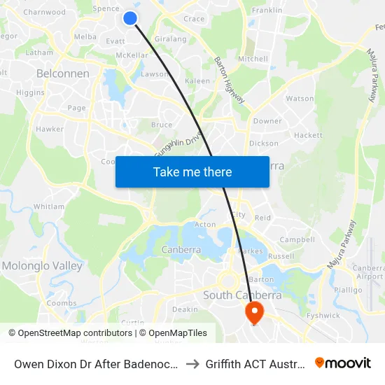 Owen Dixon Dr After Badenoch Cr to Griffith ACT Australia map