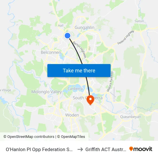 O'Hanlon Pl Opp Federation Square to Griffith ACT Australia map