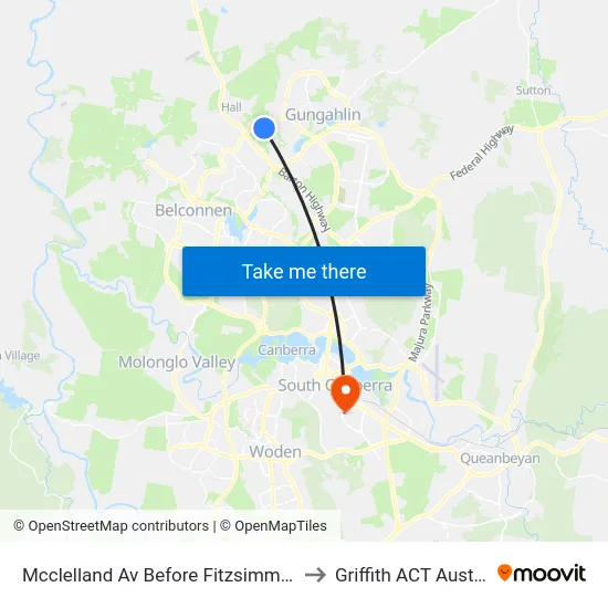 Mcclelland Av Before Fitzsimmons St to Griffith ACT Australia map