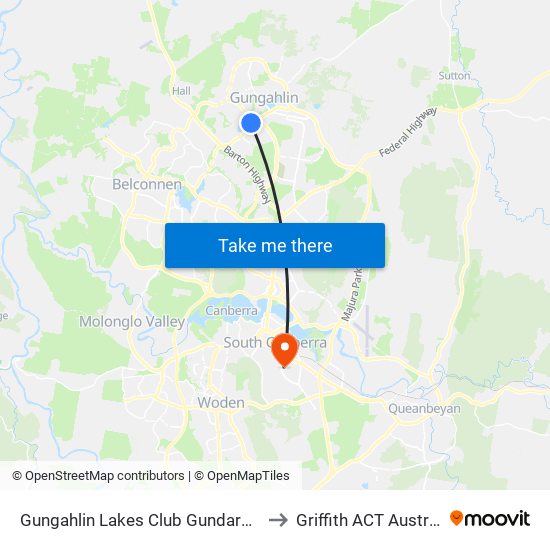 Gungahlin Lakes Club Gundaroo Dr to Griffith ACT Australia map