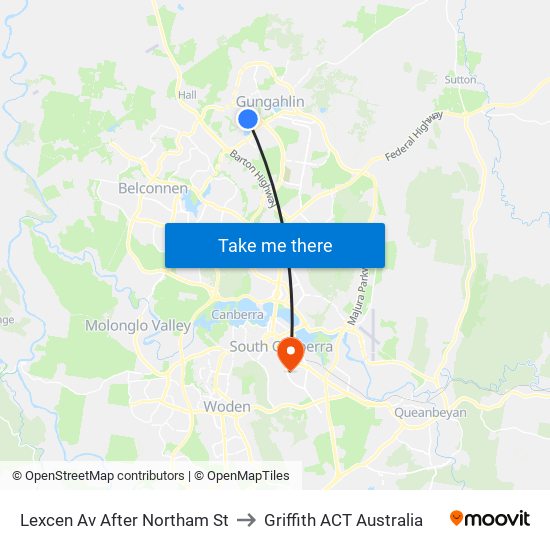Lexcen Av After Northam St to Griffith ACT Australia map