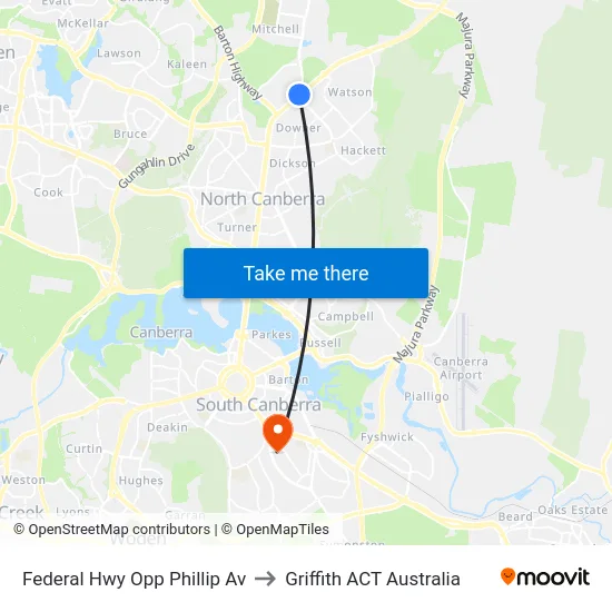 Federal Hwy Opp Phillip Av to Griffith ACT Australia map
