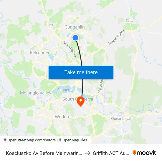 Kosciuszko Av Before Mainwaring Rich Cct to Griffith ACT Australia map