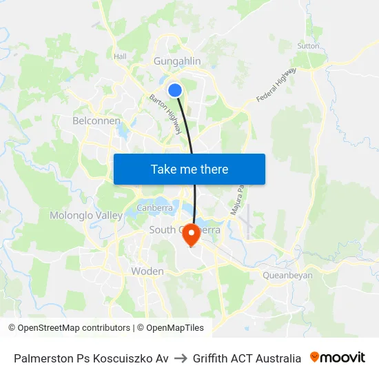 Palmerston Ps Koscuiszko Av to Griffith ACT Australia map