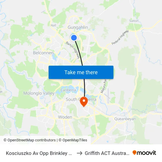 Kosciuszko Av Opp Brinkley Cct to Griffith ACT Australia map