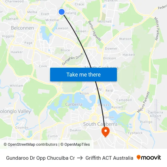 Gundaroo Dr Opp Chuculba Cr to Griffith ACT Australia map
