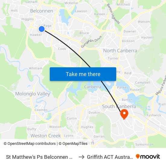 St Matthew's Ps Belconnen Way to Griffith ACT Australia map