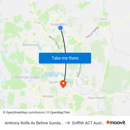 Anthony Rolfe Av Before Gundaroo Rd to Griffith ACT Australia map