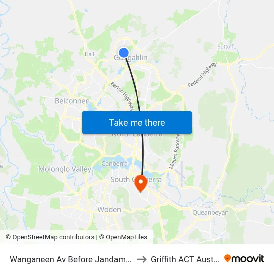 Wanganeen Av Before Jandamarra St to Griffith ACT Australia map