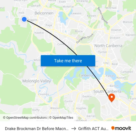 Drake Brockman Dr Before Macnaughton St to Griffith ACT Australia map