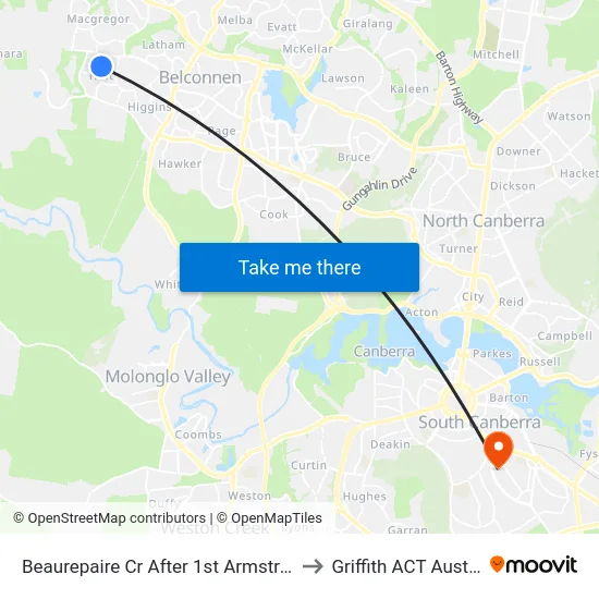 Beaurepaire Cr After 1st Armstrong Cr to Griffith ACT Australia map