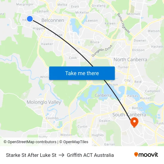Starke St After Luke St to Griffith ACT Australia map