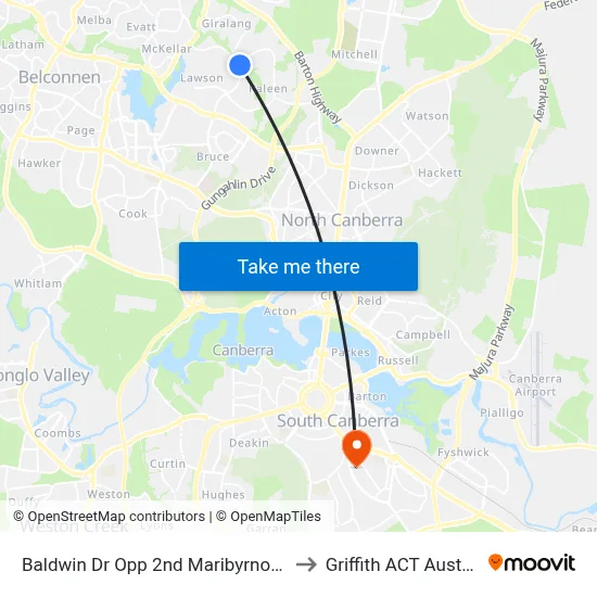Baldwin Dr Opp 2nd Maribyrnong Av to Griffith ACT Australia map