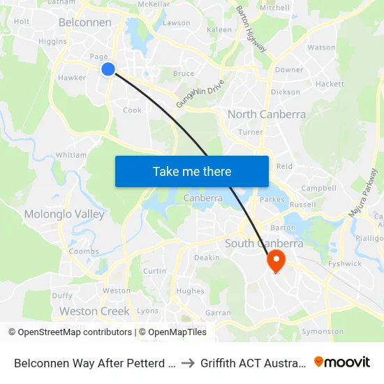 Belconnen Way After Petterd St to Griffith ACT Australia map