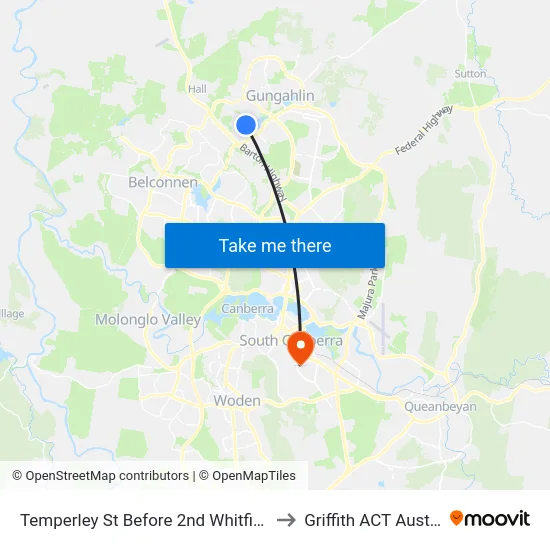 Temperley St Before 2nd Whitfield Cct to Griffith ACT Australia map