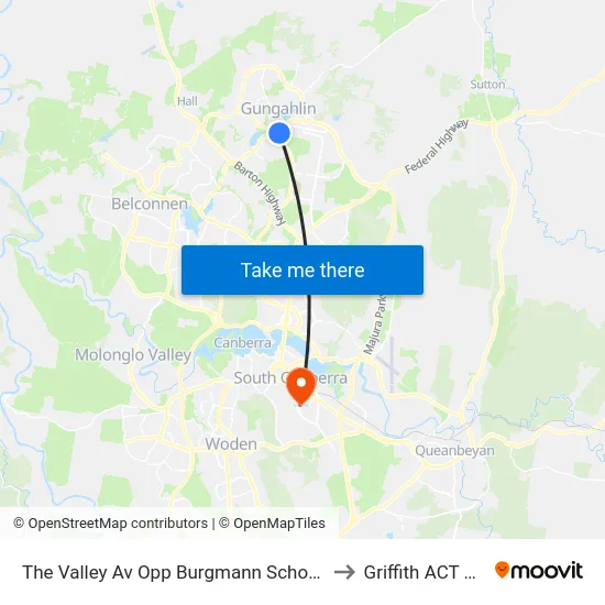 The Valley Av Opp Burgmann School Valley Campus to Griffith ACT Australia map