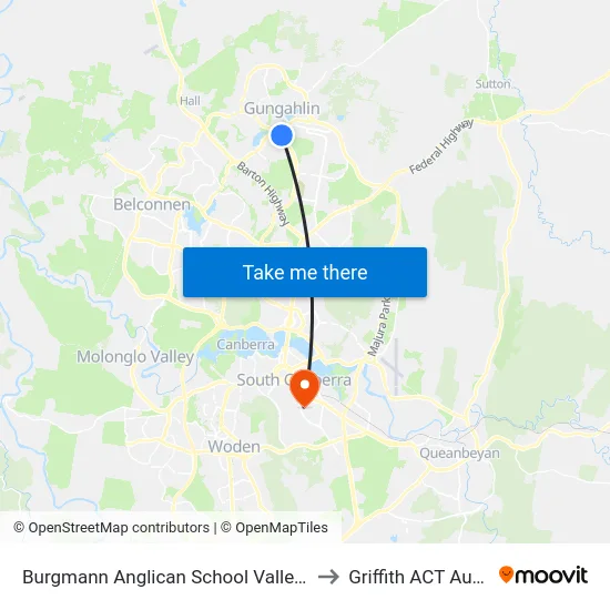 Burgmann Anglican School Valley Campus to Griffith ACT Australia map