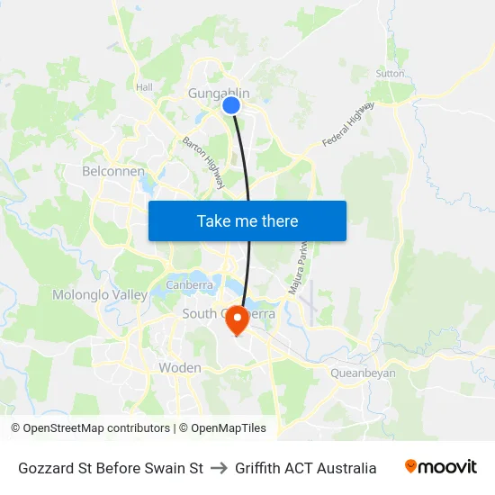 Gozzard St Before Swain St to Griffith ACT Australia map