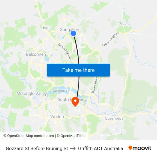 Gozzard St Before Bruning St to Griffith ACT Australia map