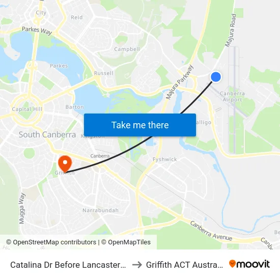 Catalina Dr Before Lancaster Pl to Griffith ACT Australia map