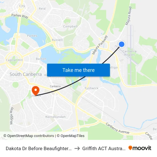 Dakota Dr Before Beaufighter St to Griffith ACT Australia map