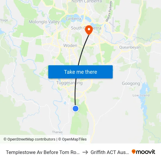 Templestowe Av Before Tom Roberts Av to Griffith ACT Australia map
