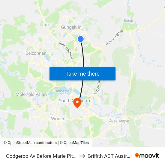 Oodgeroo Av Before Marie Pitt St to Griffith ACT Australia map