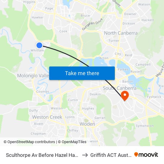 Sculthorpe Av Before Hazel Hawke Av to Griffith ACT Australia map