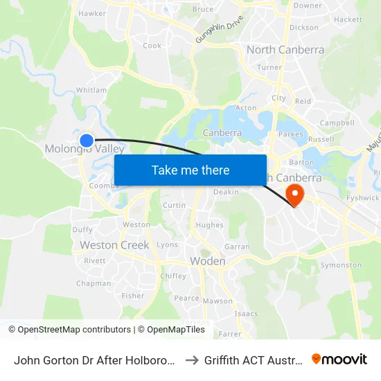 John Gorton Dr After Holborow Av to Griffith ACT Australia map
