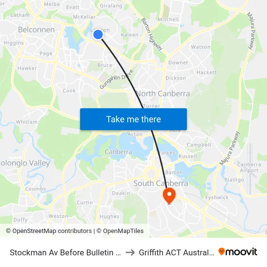 Stockman Av Before Bulletin St to Griffith ACT Australia map