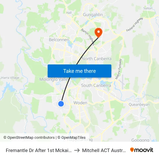 Fremantle Dr After 1st Mckail Cr to Mitchell ACT Australia map