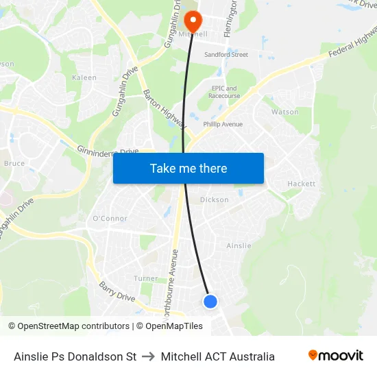 Ainslie Ps Donaldson St to Mitchell ACT Australia map