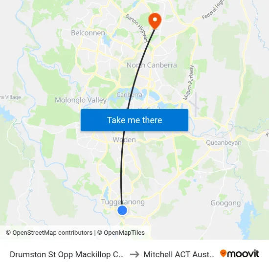 Drumston St Opp Mackillop College to Mitchell ACT Australia map
