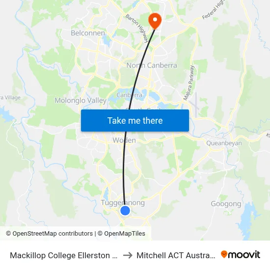 Mackillop College Ellerston Av to Mitchell ACT Australia map