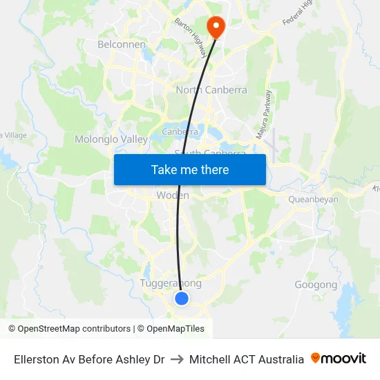 Ellerston Av Before Ashley Dr to Mitchell ACT Australia map