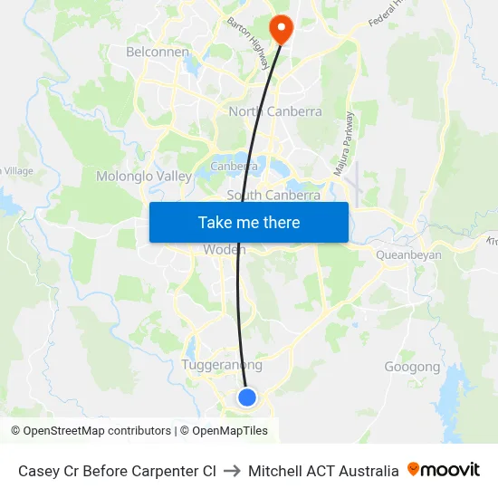 Casey Cr Before Carpenter Cl to Mitchell ACT Australia map