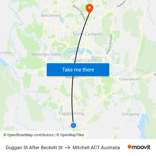 Duggan St After Beckett St to Mitchell ACT Australia map