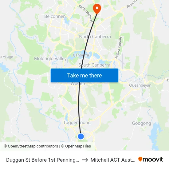 Duggan St Before 1st Pennington Cr to Mitchell ACT Australia map